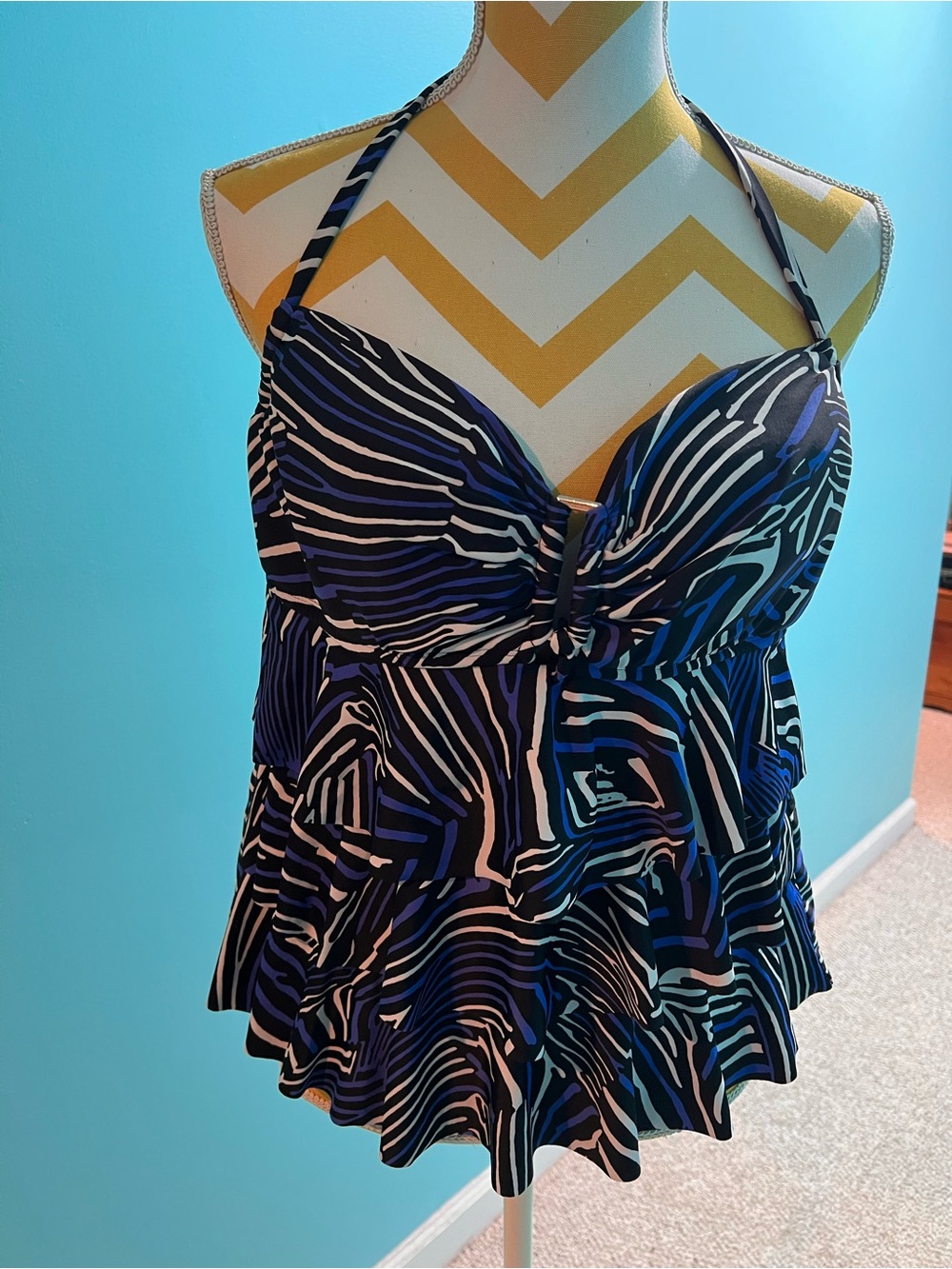 Catalina Tankini swim top  with Blue Accents